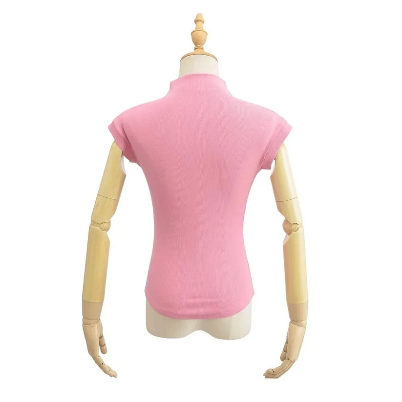 Womens Sleeveless Turtleneck Top Slim Fit Stretch Summer Basic Tee - QHA UK