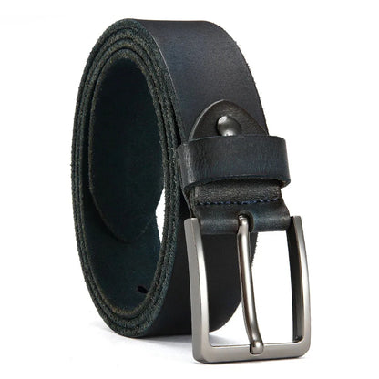 Mens Genuine Cowhide Leather Belt Antique Needle Buckle Casual Jeans Belt 40mm - QHA UK