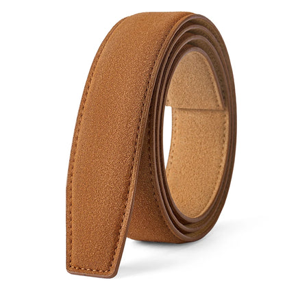 Men's Genuine Leather Suede Belt Strap No Buckle 3.5cm 110-130cm
