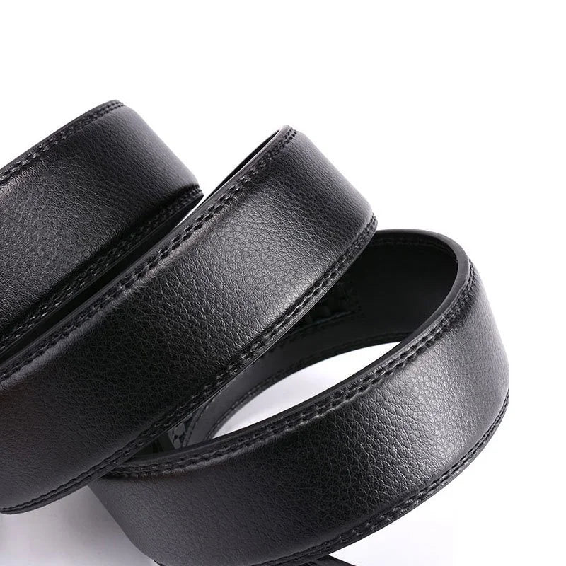 Men's Leather Ratchet Belt Automatic Buckle Black Brown Big and Tall