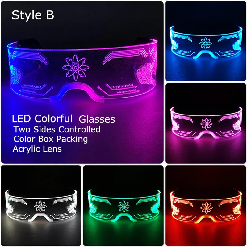LED Light-Up Party Glasses – Acrylic Luminous Shades for Festivals, KTV, Bar & Stage Performances | Unisex for Adults & Kids