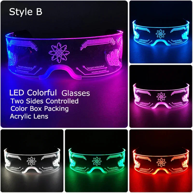 LED Light-Up Party Glasses – Acrylic Luminous Shades for Festivals, KTV, Bar & Stage Performances | Unisex for Adults & Kids