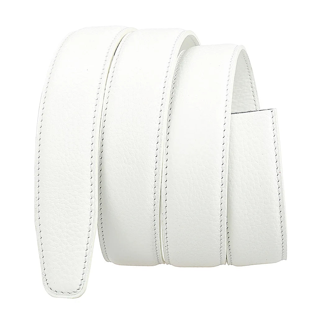 Men's Leather Belt Strap Without Buckle — Slim 3cm Cowhide Replacement Strap