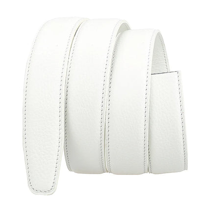 Men's Leather Belt Strap Without Buckle — Slim 3cm Cowhide Replacement Strap