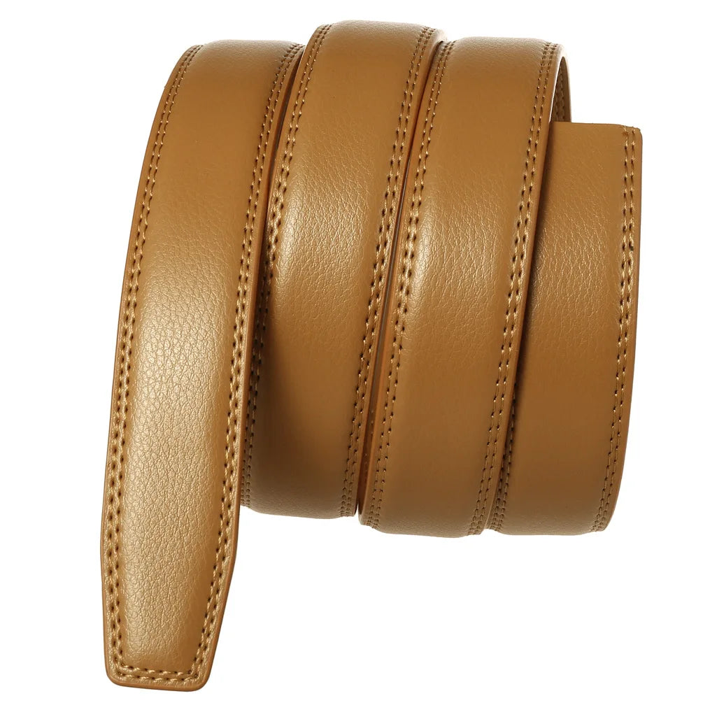 Unisex Thin Leather Belt Strap Without Buckle 3.1cm 110–130cm