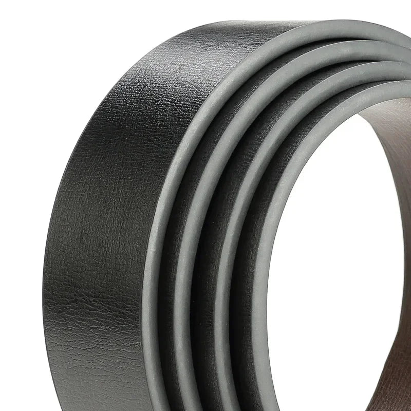 Mens Reversible PU Leather Belt Strap No Buckle Black / Brown 3.3cm - QHA UK