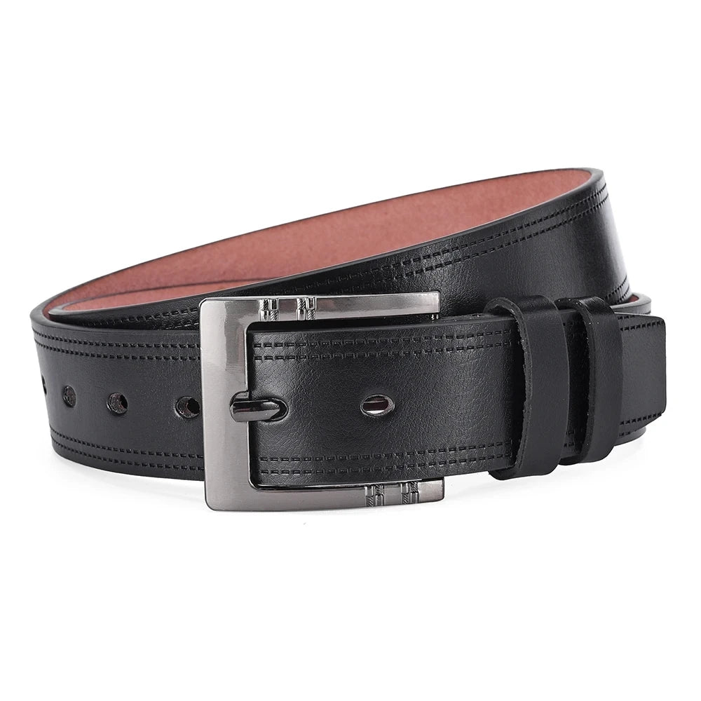 Mens PU Leather Casual Belt 3.8cm Wide Jeans Trousers Waist Strap UK