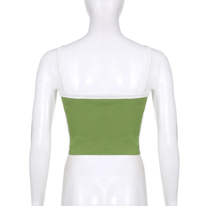 Womens Crop Cami Top Sleeveless Stretch Summer Vest Y2K Backless Top - QHA UK