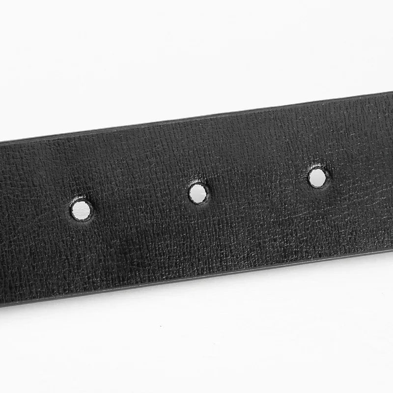 Mens Reversible PU Leather Belt Strap No Buckle Black / Brown 3.3cm - QHA UK