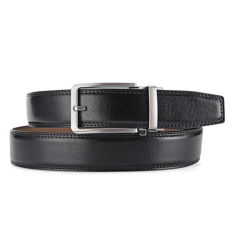 Mens Leather Ratchet Belt Automatic Sliding Buckle 35mm Smart Casual