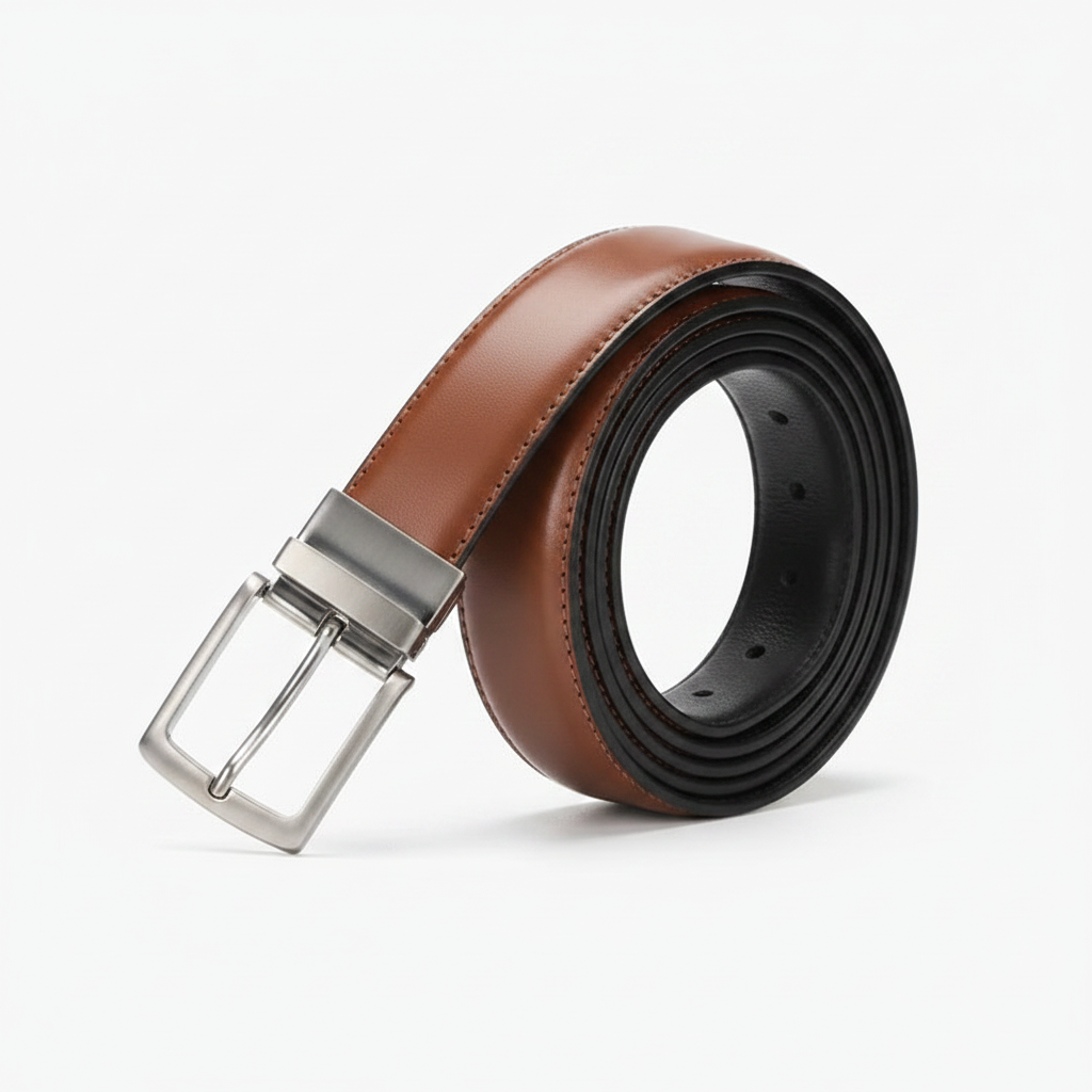 Men's Cowskin Leather Double-Sided Belt Rotating Buckle 105–125cm