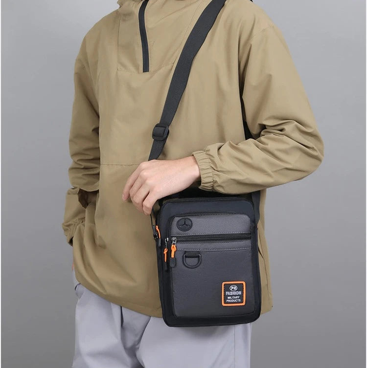 Men's Mini Oxford Messenger Bag with Zipper Closure and Polyester Lining