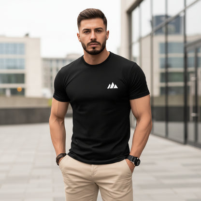 Mens Cotton Triangle Print Short Sleeve Crew Neck T Shirt S 3XL