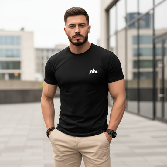 Mens Cotton Triangle Print Short Sleeve Crew Neck T Shirt S 3XL