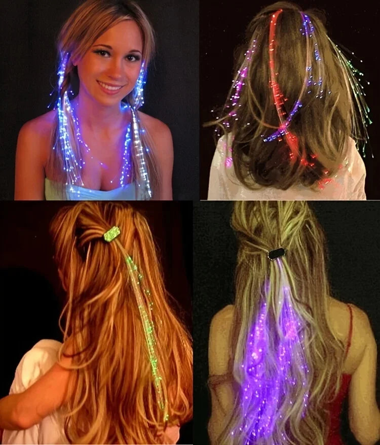 10PCS LED Fibre Optic Hair Clips – Light-Up Glow Barrettes for Parties, Bars & Night Events | Glow-in-the-Dark Hair Pins