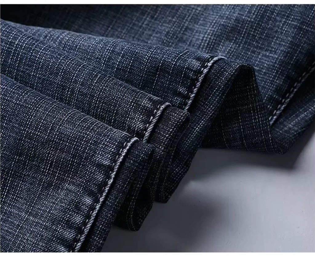 Mens Straight Stretch Jeans Slim Fit Smart Casual Work Denim Trousers