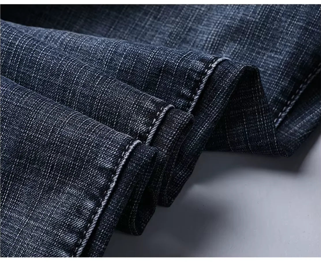 Mens Straight Stretch Jeans Slim Fit Smart Casual Work Denim Trousers