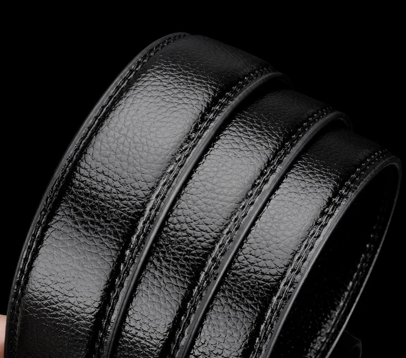 Mens Genuine Leather Ratchet Belt Strap 35mm Black Replacement 160cm