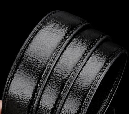Mens Genuine Leather Ratchet Belt Strap 35mm Black Replacement 160cm