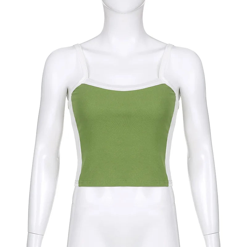 Womens Crop Cami Top Sleeveless Stretch Summer Vest Y2K Backless Top - QHA UK