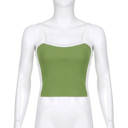 Womens Crop Cami Top Sleeveless Stretch Summer Vest Y2K Backless Top - QHA UK