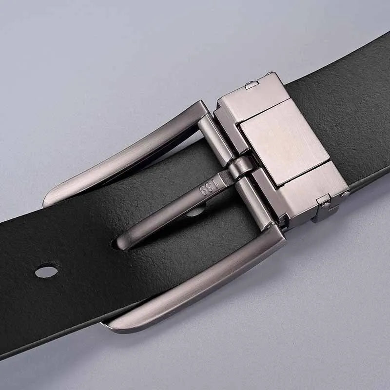 Men's Plus Size Faux Leather Belt Alloy Pin Buckle 3.3cm Black 120–140cm