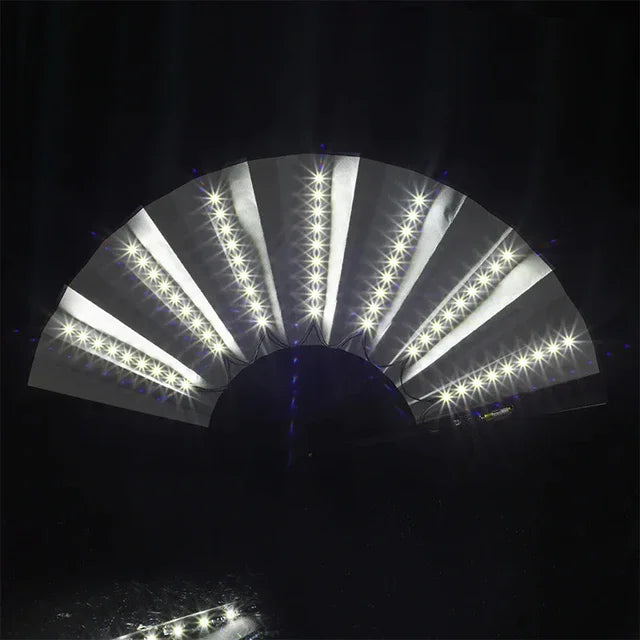 LED Light-Up Foldable Hand Fan – Glowing Neon Bamboo Fan for Dance, Concerts, & Performance Props