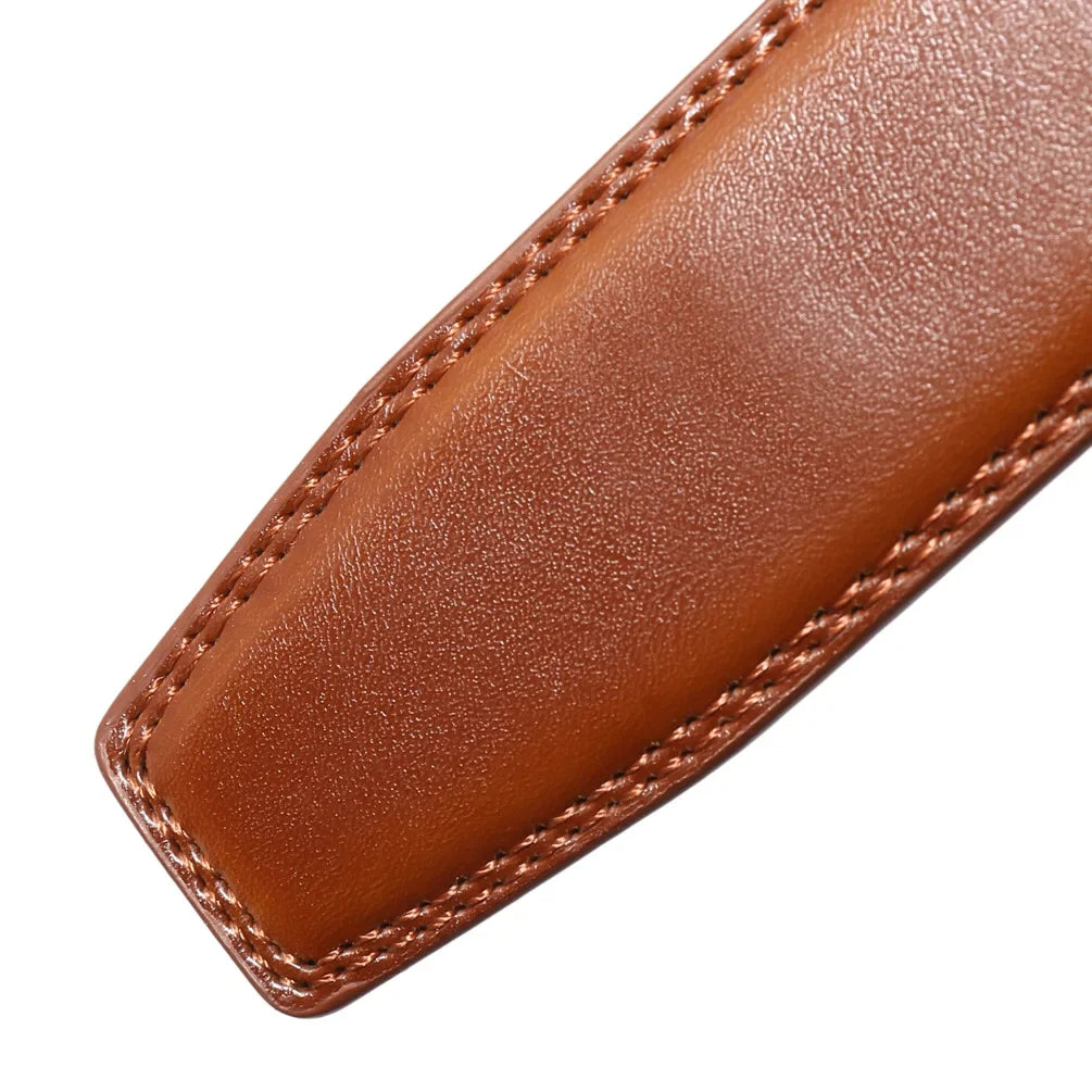 Mens Cowhide Genuine Split Leather Belt Strap No Buckle for Automatic Buckle