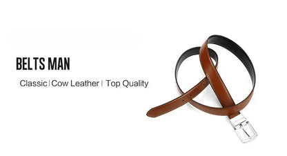 Men's Cowskin Leather Double-Sided Belt Rotating Buckle 105–125cm