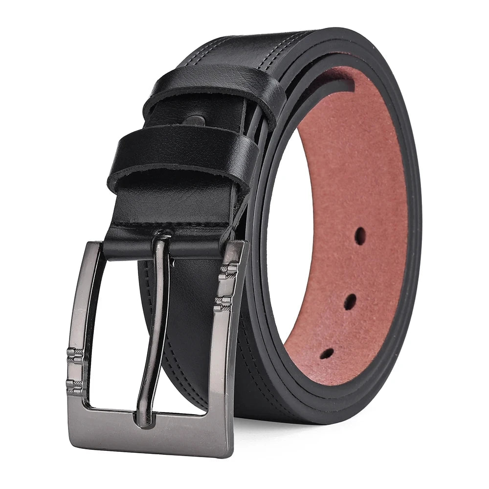 Mens PU Leather Casual Belt 3.8cm Wide Jeans Trousers Waist Strap UK