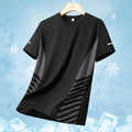 Mens Quick Dry Summer Running T-Shirt Ice Silk Breathable Reflective Gym Top