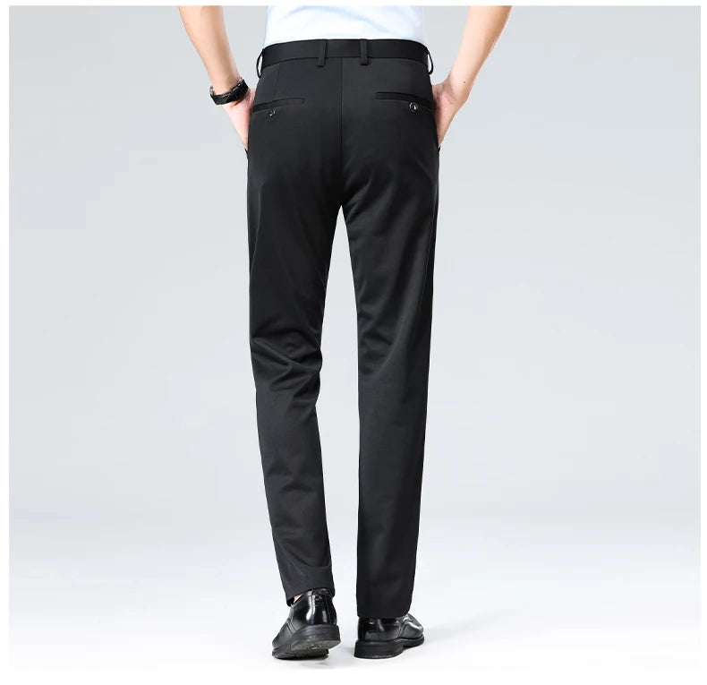 Mens Slim Fit Formal Trousers Stretch Smart Business Suit Pants - QHA UK
