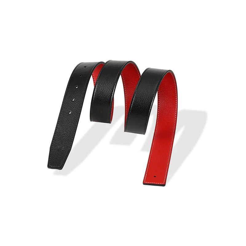 Men's Split Leather Belt Strap No Buckle 3.8cm 7 Colours Stitched Edge