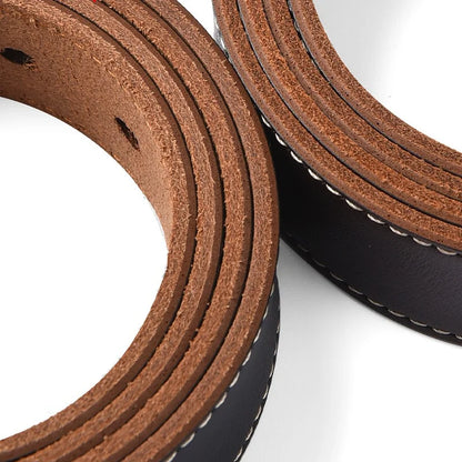 Men's Leather Belt, Black or Brown Casual Cowhide Split Leather, 105–170cm