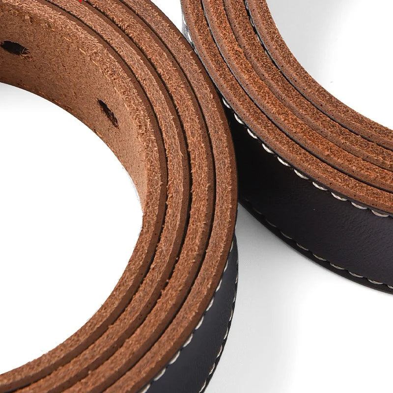 Men's Plus Size Cowskin Leather Belt with Buckle 3.3cm Casual 105–170cm