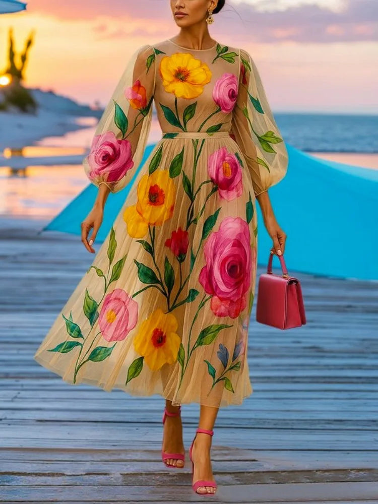 Bloom & Glow: Your Must-Have Chiffon Floral Midi for Every Occasion!