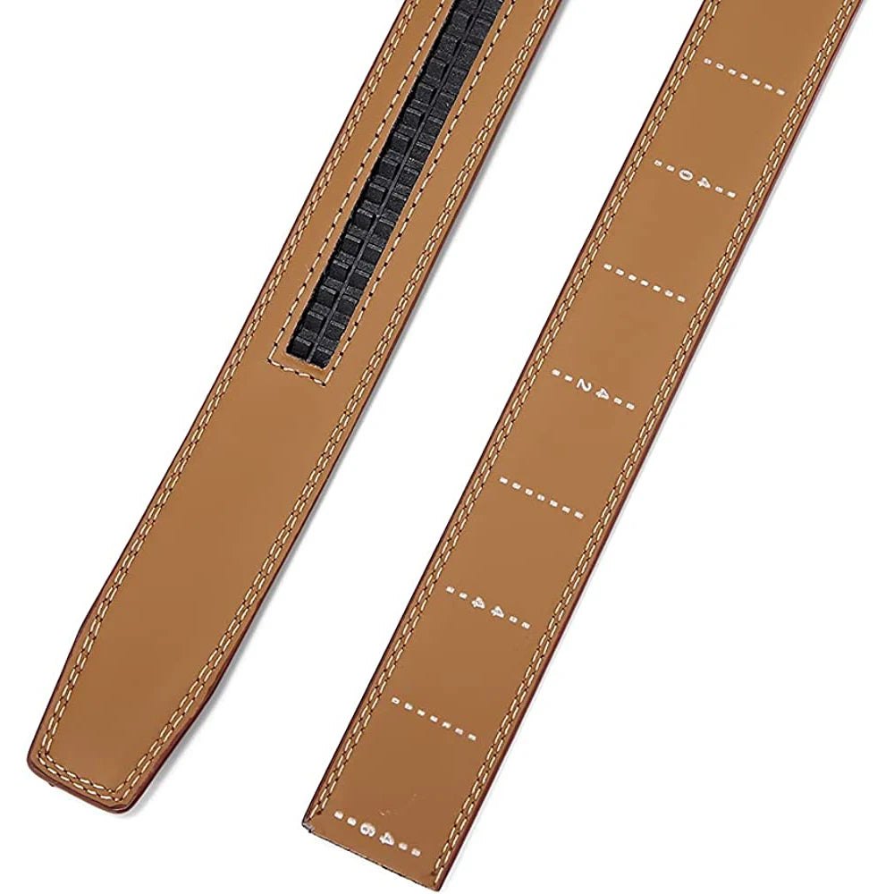 Mens Genuine Leather PU Belt Strap No Buckle 35mm Auto Black Brown