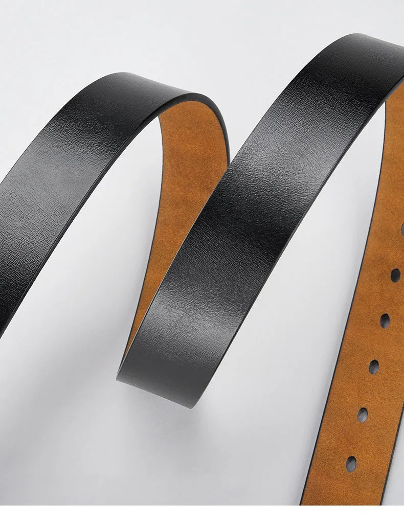 Mens Genuine Leather Belt Strap 3.8cm No Buckle Replacement Black Brown - QHA UK