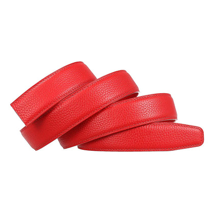 Men's Leather Belt Strap Without Buckle — Slim 3cm Cowhide Replacement Strap