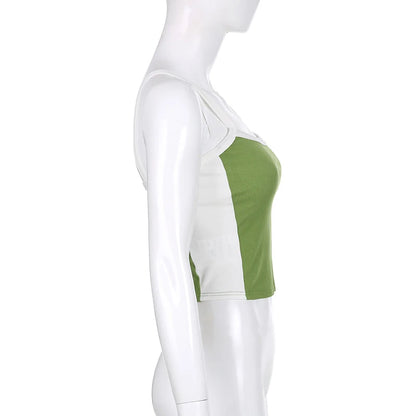 Womens Crop Cami Top Sleeveless Stretch Summer Vest Y2K Backless Top - QHA UK
