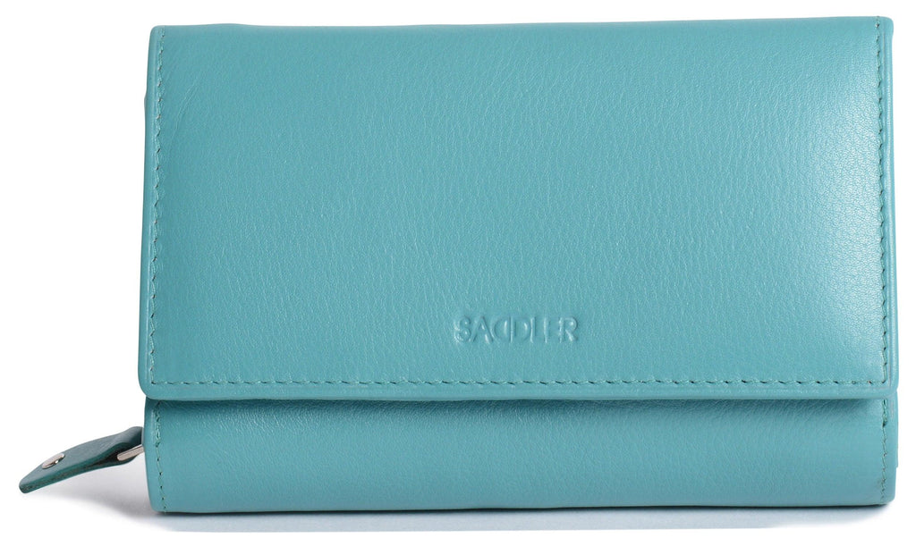 SADDLER PAULA Handmade Leather Trifold Purse – RFID Protected | 8 Card Slots, ID Window & Rear Zip Pocket | Gift Boxed