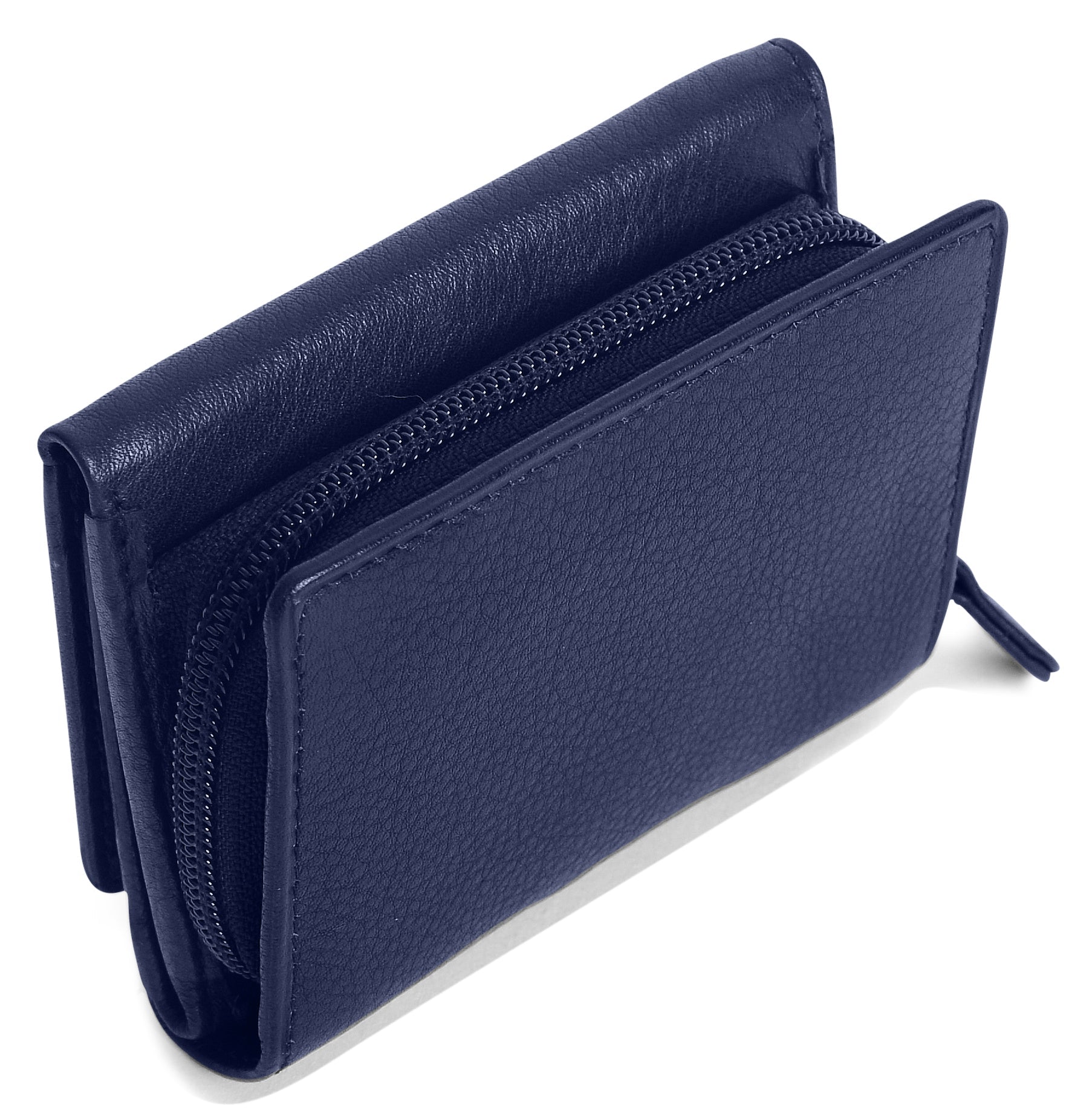 SADDLER CARLA Handmade Leather Compact Trifold Purse – RFID Protected | 5 Card Slots, ID Window & Zipped Coin Pocket | Gift Boxed