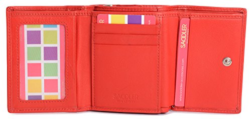 SADDLER CARLA Handmade Leather Compact Trifold Purse – RFID Protected | 5 Card Slots, ID Window & Zipped Coin Pocket | Gift Boxed