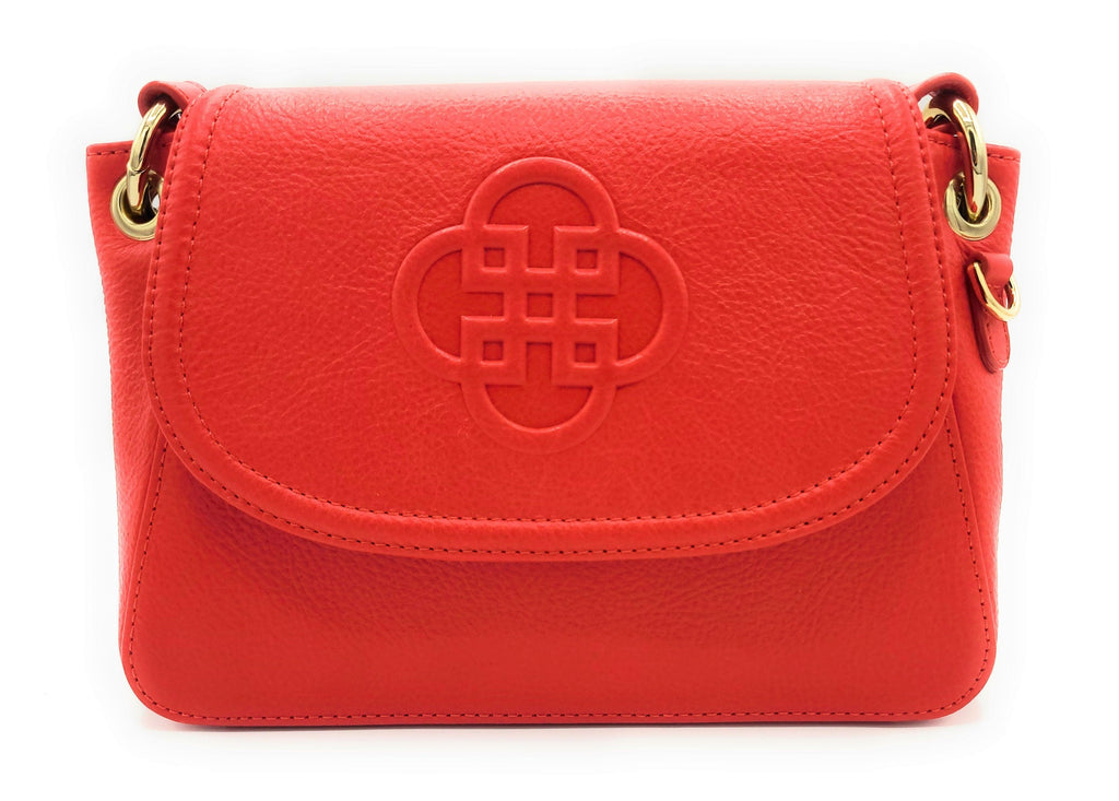 SADDLER EMMA  Real Leather Designer Flapover Handbag with Ring Detail