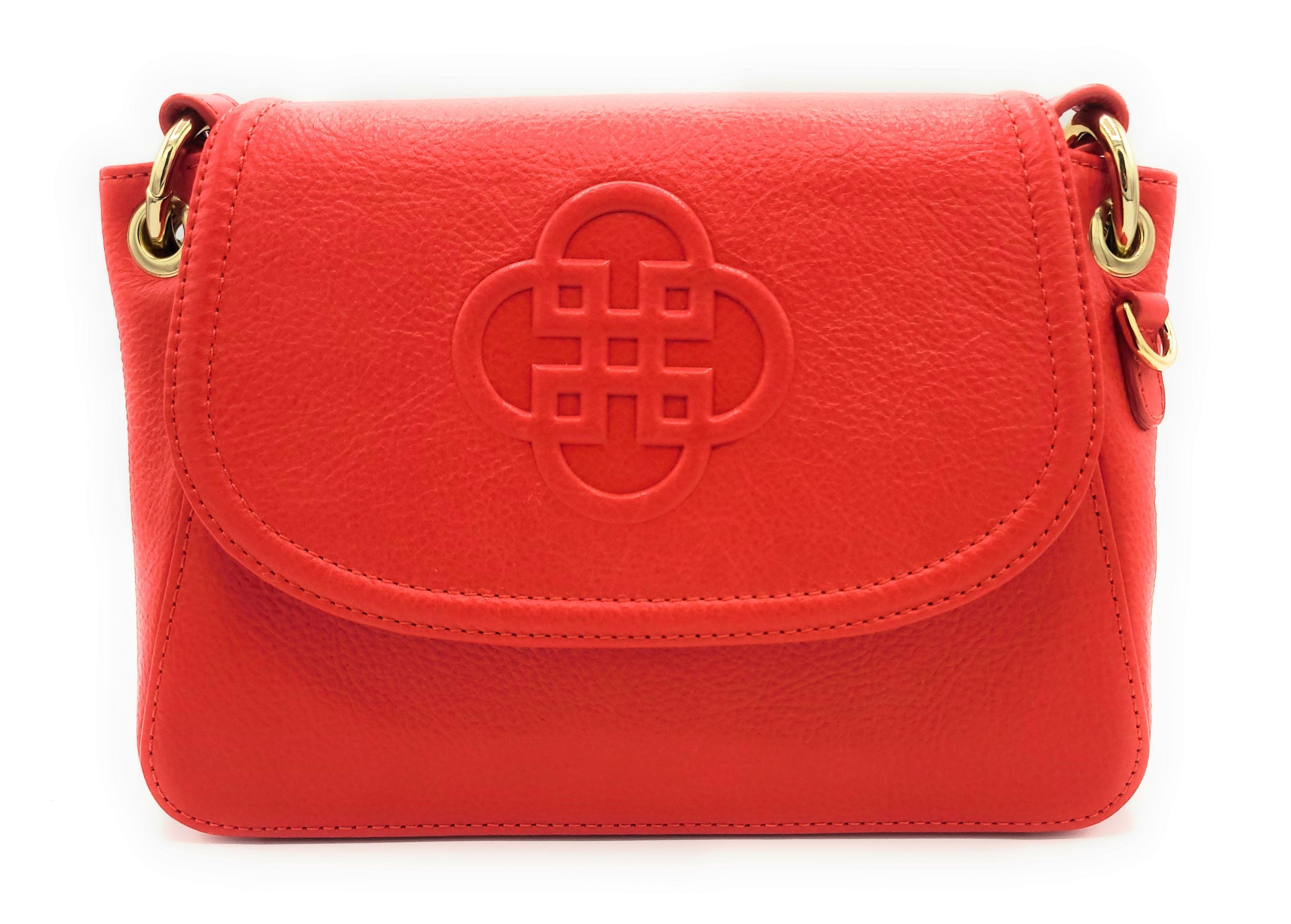 SADDLER EMMA  Real Leather Designer Flapover Handbag with Ring Detail