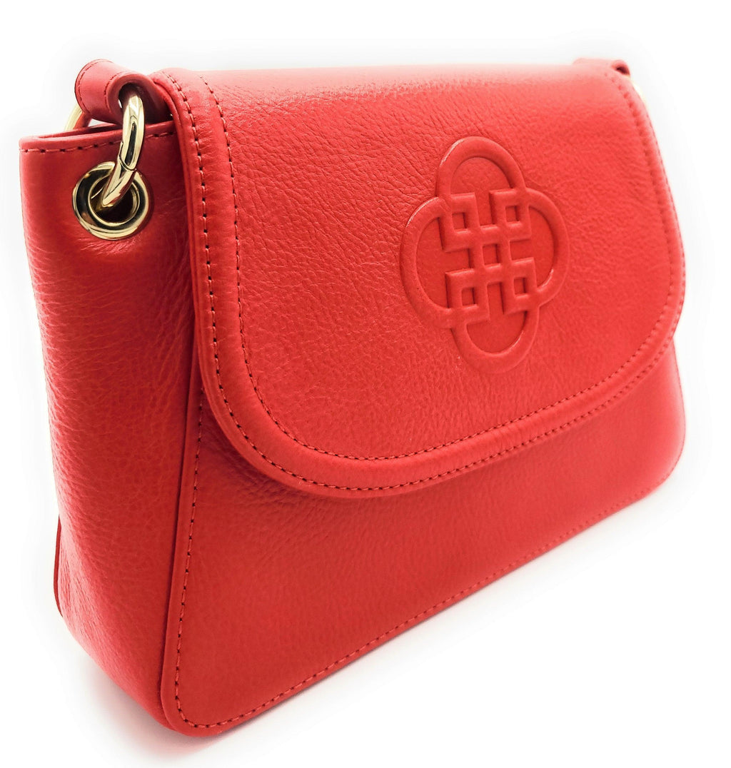 SADDLER EMMA  Real Leather Designer Flapover Handbag with Ring Detail