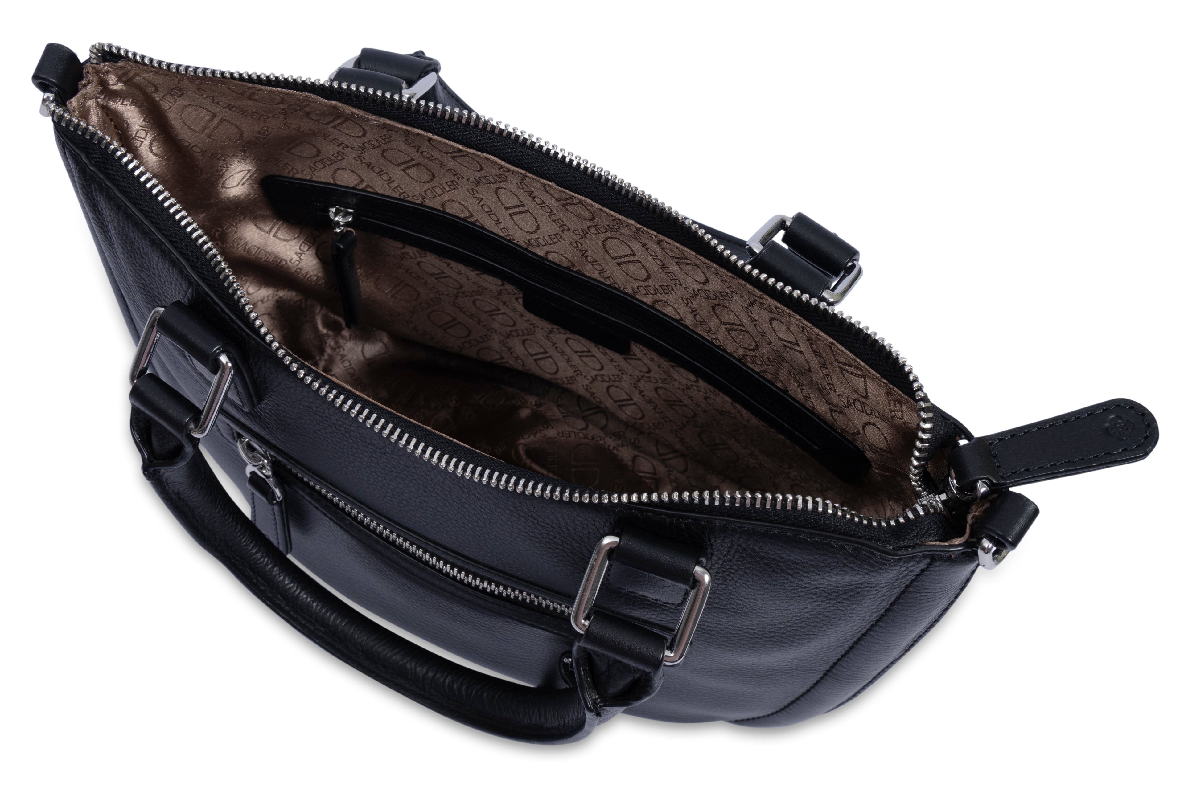 Chloe Leather Twin-Handle Handbag with Crossbody Strap - Handmade by Saddler