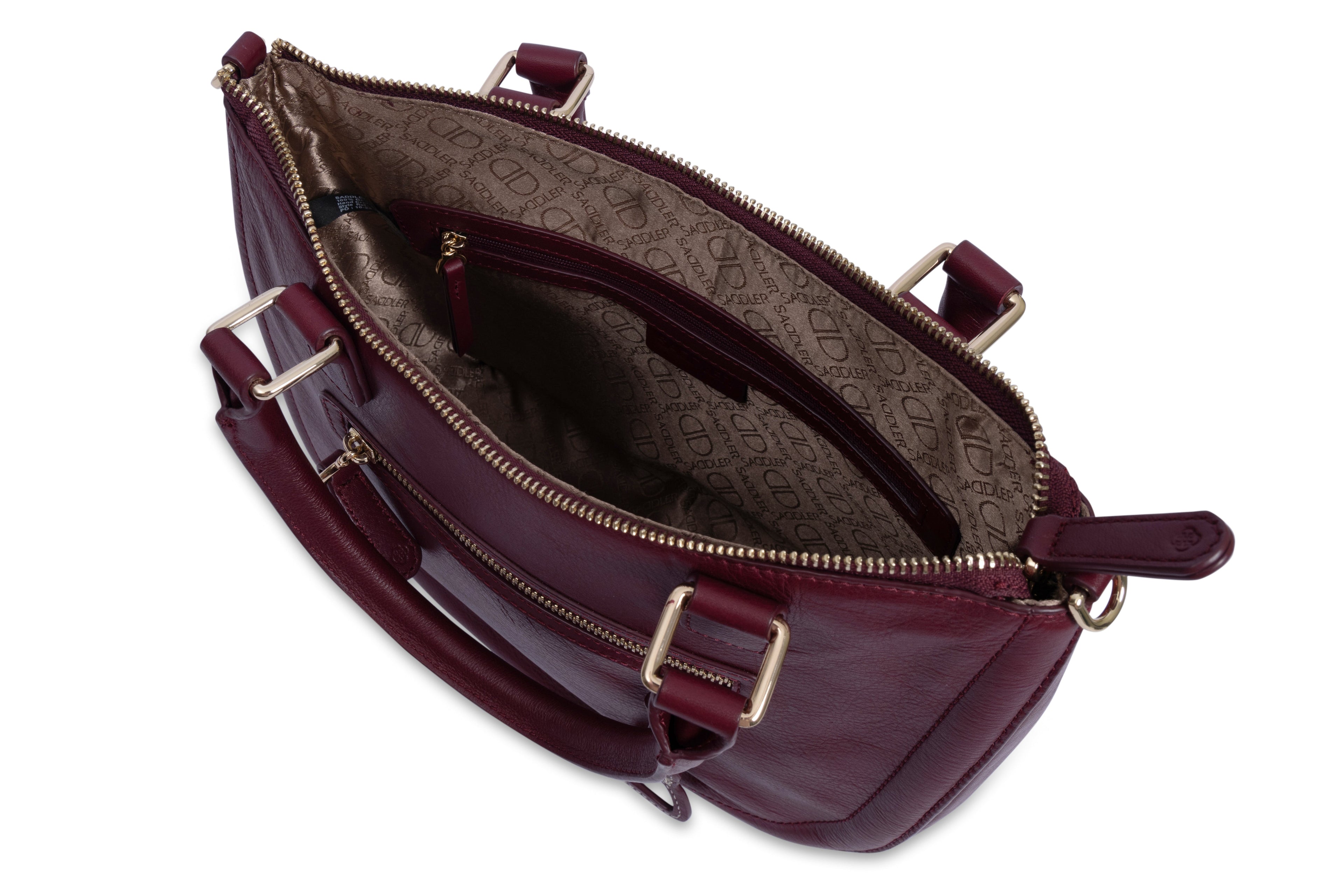 Chloe Leather Twin-Handle Handbag with Crossbody Strap - Handmade by Saddler