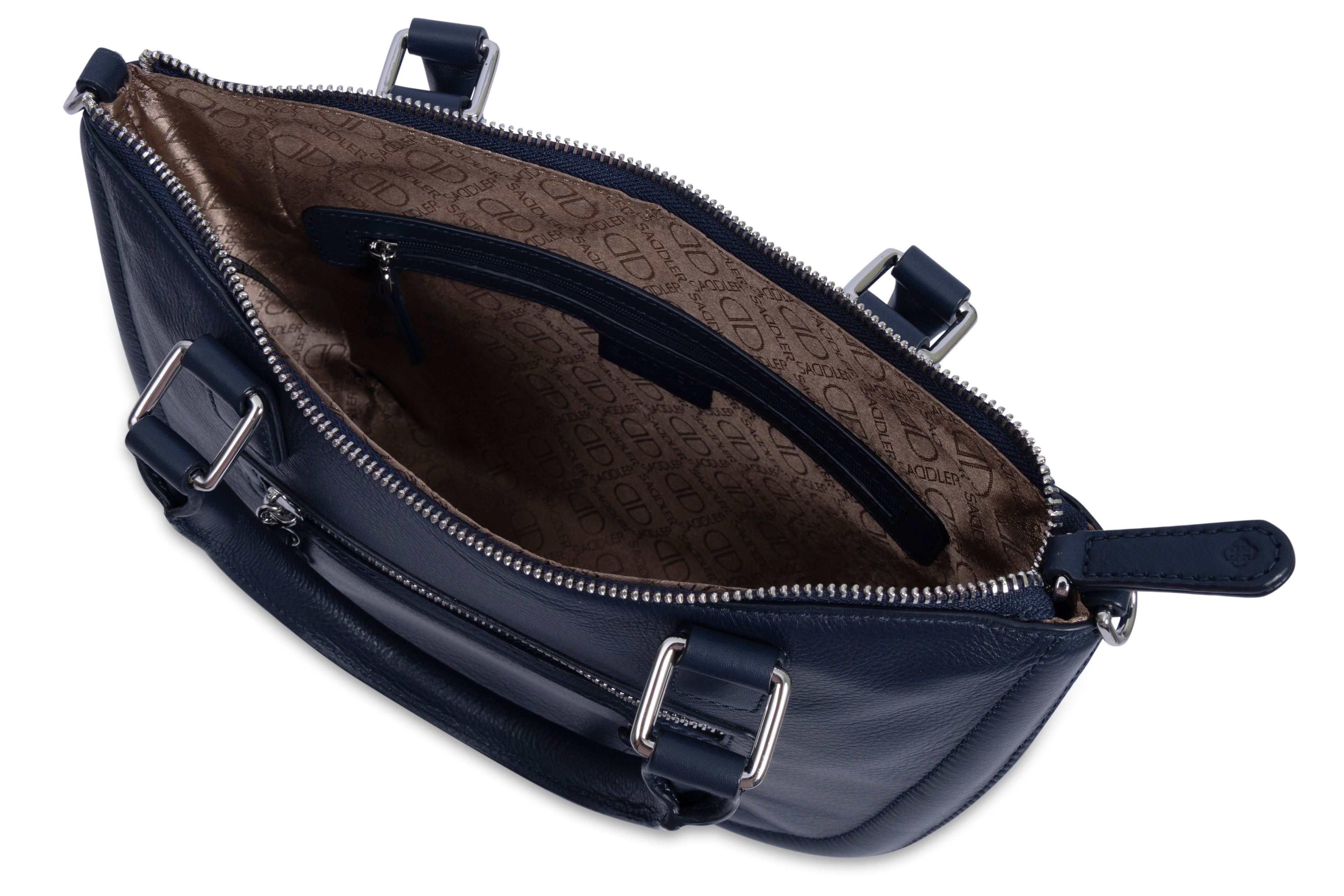 Chloe Leather Twin-Handle Handbag with Crossbody Strap - Handmade by Saddler