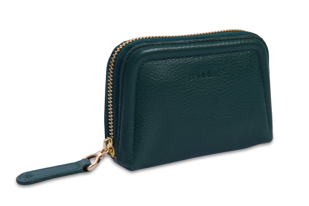 SADDLER "Annabelle" 2 Section RFID Real Leather Zip Top Coin Purse (Gift Boxed)